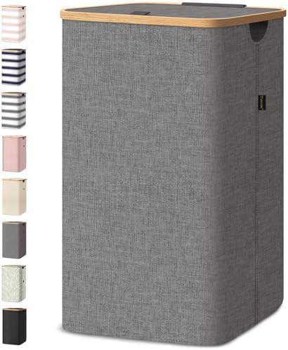BALEINE 100L Laundry Hamper with Lid, Large Laundry Basket Bin — Grey