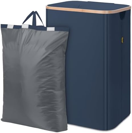 BALEINE 100L Laundry Hamper with Lid, Large Laundry Basket Bin — Navy Blue