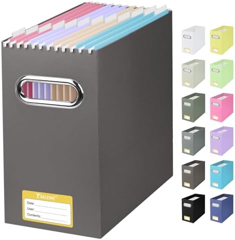 BALEINE 1PK File Organizer Box, Cardboard File Folder Organizer with Handle — Brown
