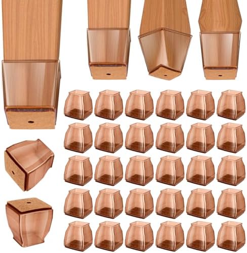 BALEINE 32PCS Silicone Chair Leg Floor Protectors for Hardwood Floors — Brown 32pcs