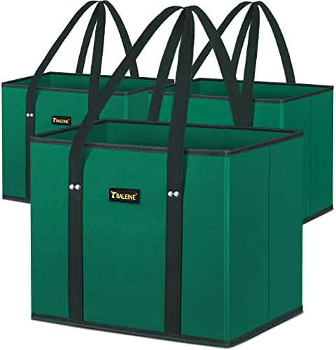 BALEINE 3PK Reusable Grocery Bags, Heavy Duty Shopping Tote Bag — Green