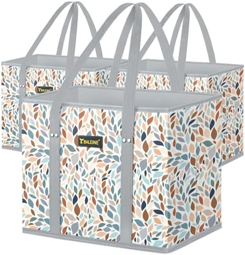 BALEINE 3PK Reusable Grocery Bags, Heavy Duty Shopping Tote Bag — Mosaic
