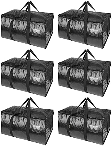 BALEINE 6-Pack Oversized Moving Bags with Reinforced Handles — Black