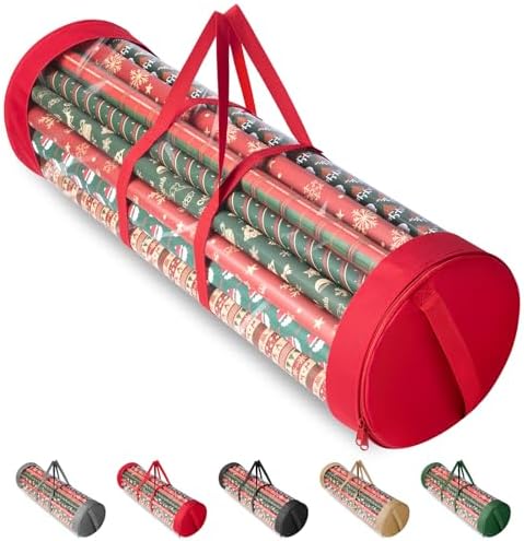 BALEINE Christmas Wrapping Paper Organizer Storage — Red