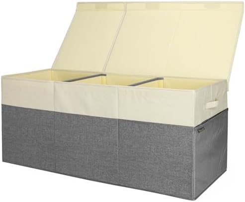 BALEINE Fabric Storage Bins with Lid — Grey&Beige