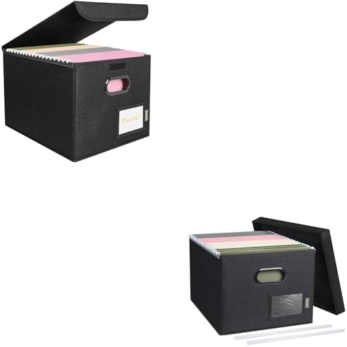 BALEINE File Organizer Box with Lid,Collapsible File Folder Organizer