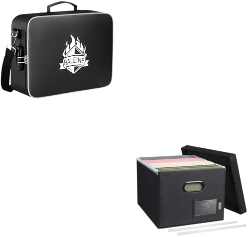 BALEINE Fireproof Document Box with Lock & File Boxes with Lids for Office