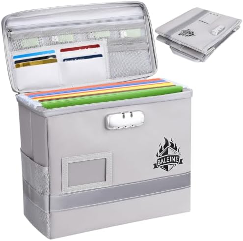 BALEINE Fireproof Document Box with Lock — Silver