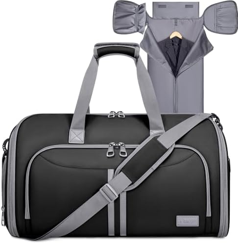 BALEINE Garment Bags for Travel, Water Resistant Carry on Suit Bag, 2 in 1 Duffel Bag — Black