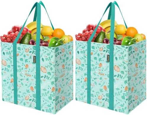 BALEINE Grocery Bags Reusable Shopping Bags with Reinforced Bottom — Spring Stroll