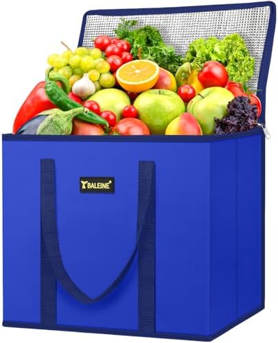 BALEINE Insulated Reusable Grocery Bag, Heavy Duty Shopping Tote — Blue