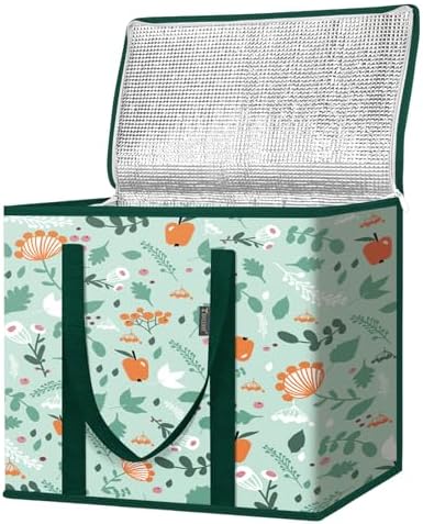 BALEINE Insulated Reusable Grocery Bags with Zippered Top, Large Cooler Bag — Spring Stroll