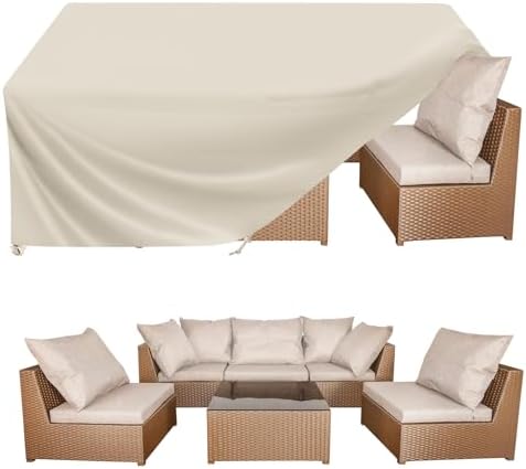 BALEINE Patio Furniture Covers Waterproof, Heavy Duty Outdoor Table Cover — Beige