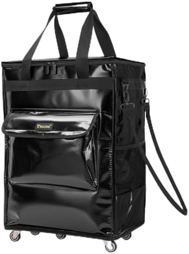 BALEINE Reusable Grocery Bag on Wheels, Foldable Rolling Tote Bag — Black