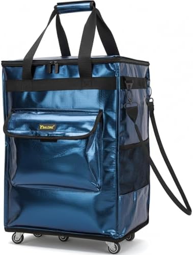 BALEINE Reusable Grocery Bag on Wheels, Foldable Rolling Tote Bag — Navy