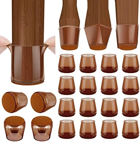 BALEINE Silicone Chair Leg Floor Protectors for Hardwood Floors — Brown 16pcs