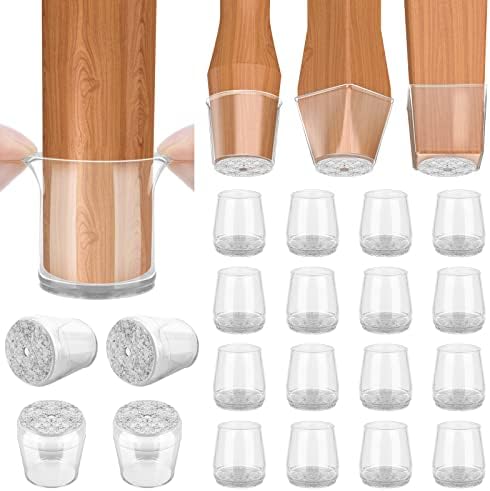 BALEINE Silicone Chair Leg Floor Protectors for Hardwood Floors — Clear 16pcs
