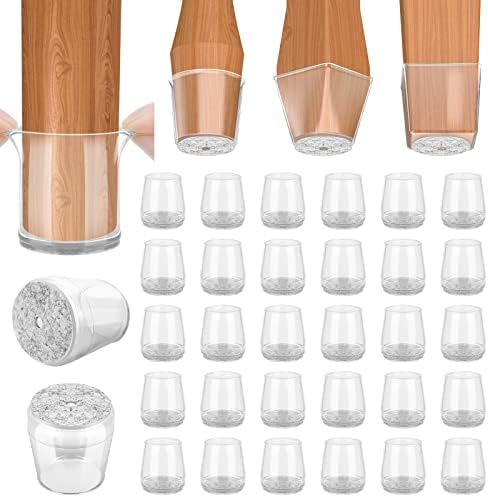 BALEINE Silicone Chair Leg Floor Protectors for Hardwood Floors — Clear 32pcs