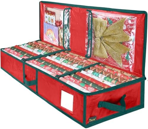 BALEINE Soft Christmas Wrapping Paper Storage Bag — Red