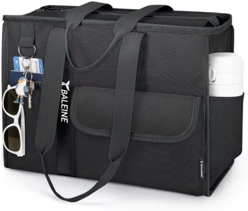 BALEINE Utility Tote Bag for Women with Zipper, Teacher Nurse Work Bag — Black