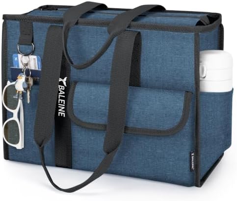 BALEINE Utility Tote Bag for Women with Zipper, Teacher Nurse Work Bag — Navy