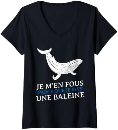 Women's JE m'en Fous Parce Que Je Suis Une Baleine Drôle Provocation V-Neck — Black